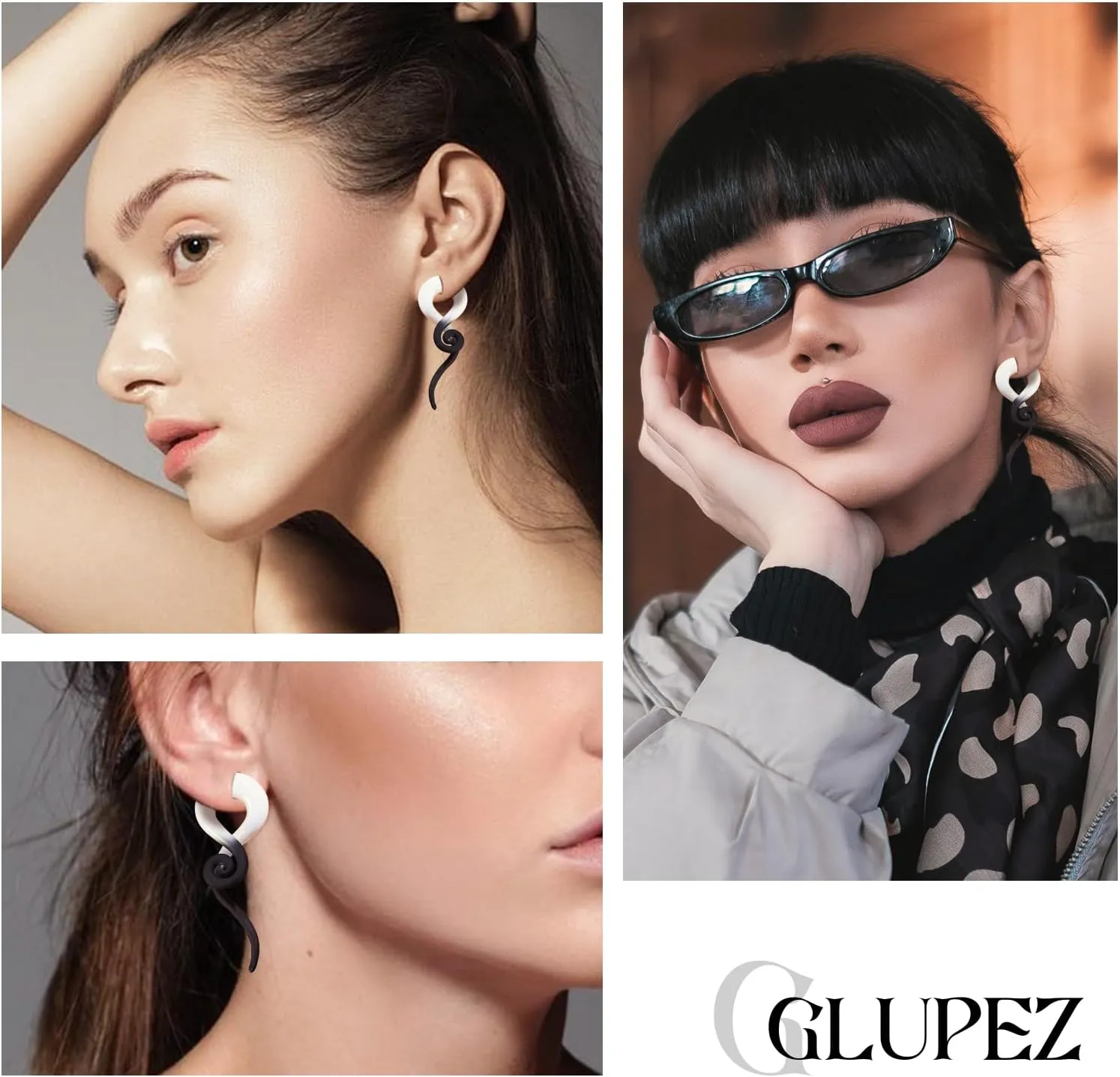 2PCS Glass Spiral Ear Tapers Plugs Expander Stretcher Hanger Twist Gauges Earrings Stretching Tunnels Body Piercing Jewelry for Women Men 4G-1/2" 5MM-12MM
