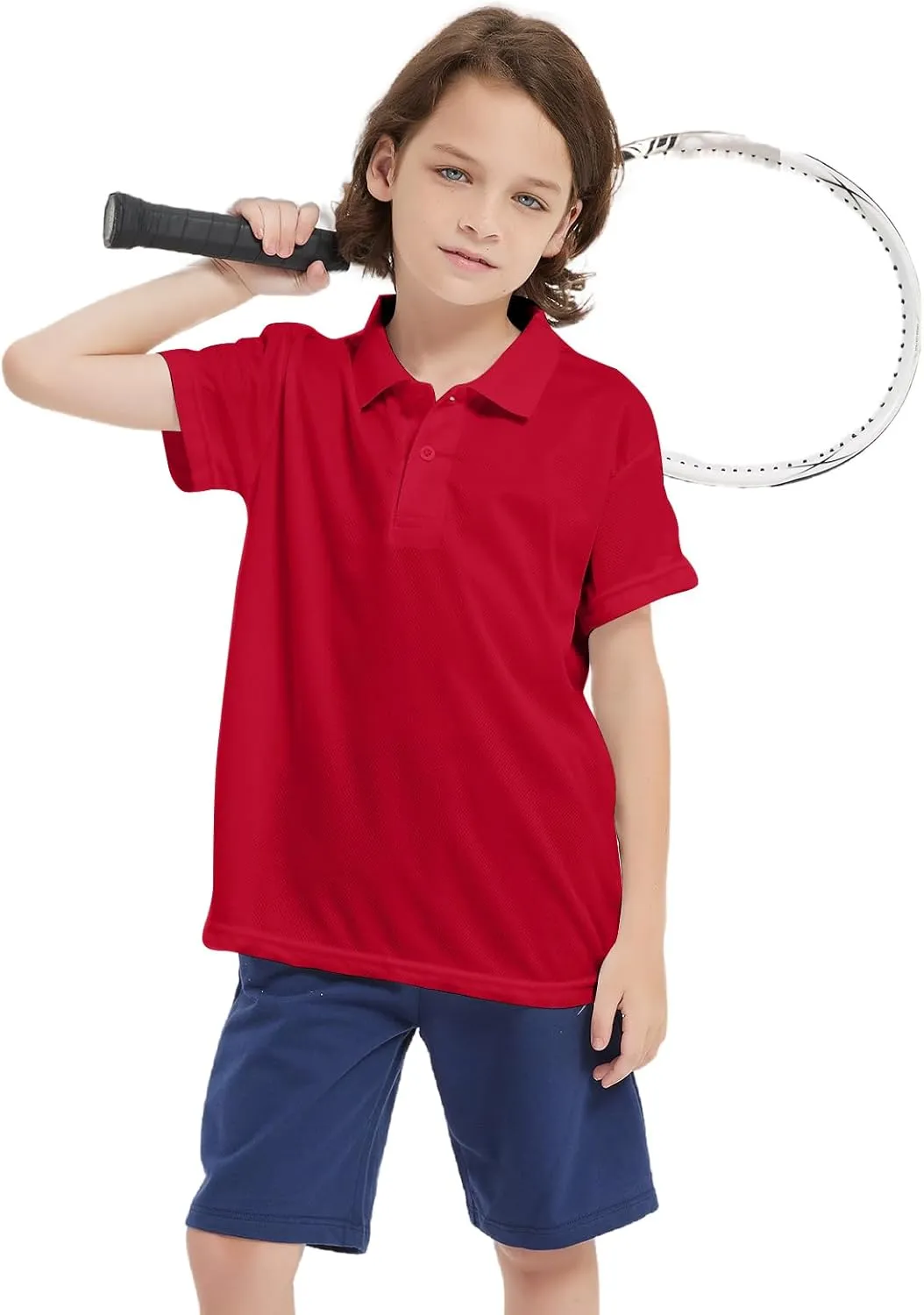4 Pack Boys Youth Kids Polo Shirt Mesh Athletic Quick Dry Short Sleeve Golf Shirt Moisture Wicking Active Tops(Age 5-16)