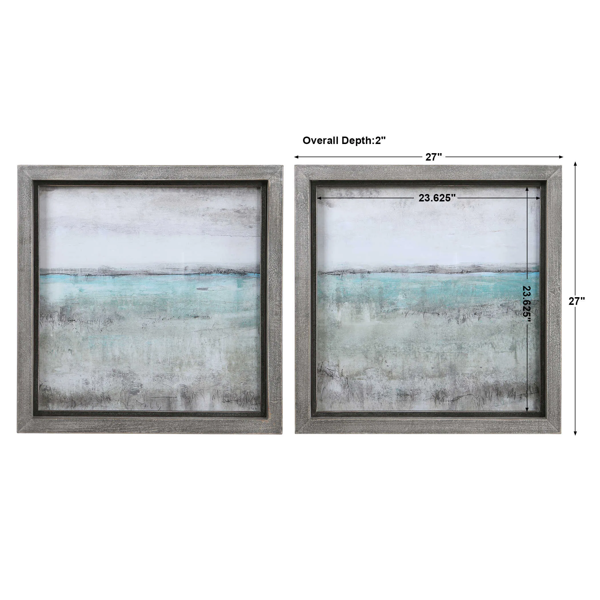 Aqua Horizon Framed Prints, Set of 2