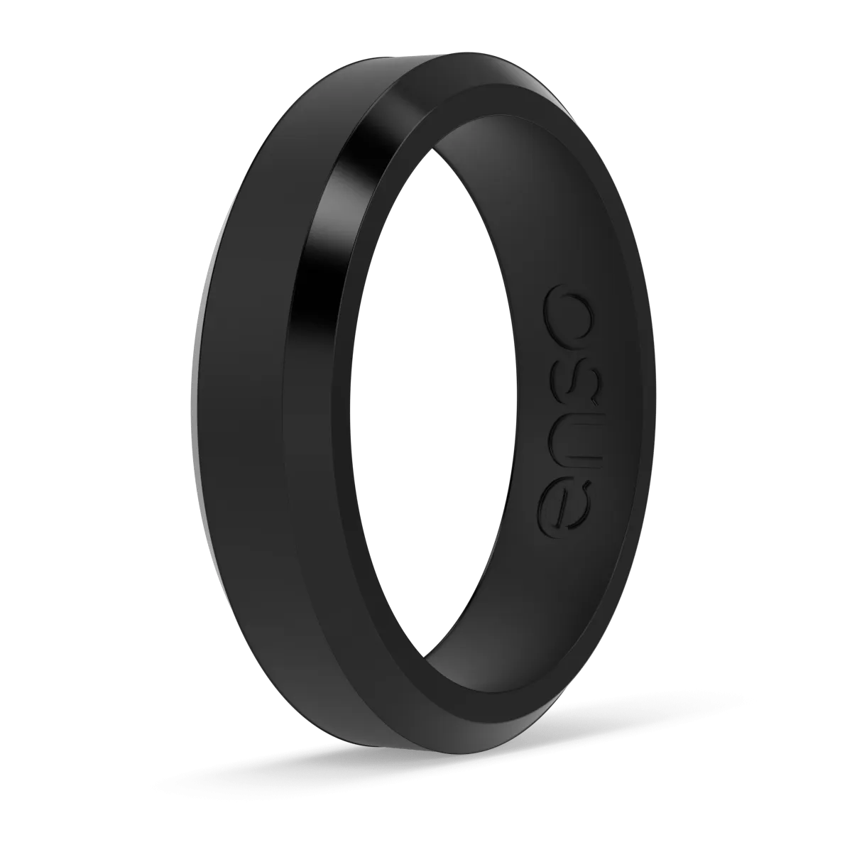 Bevel Thin Silicone Ring - Obsidian
