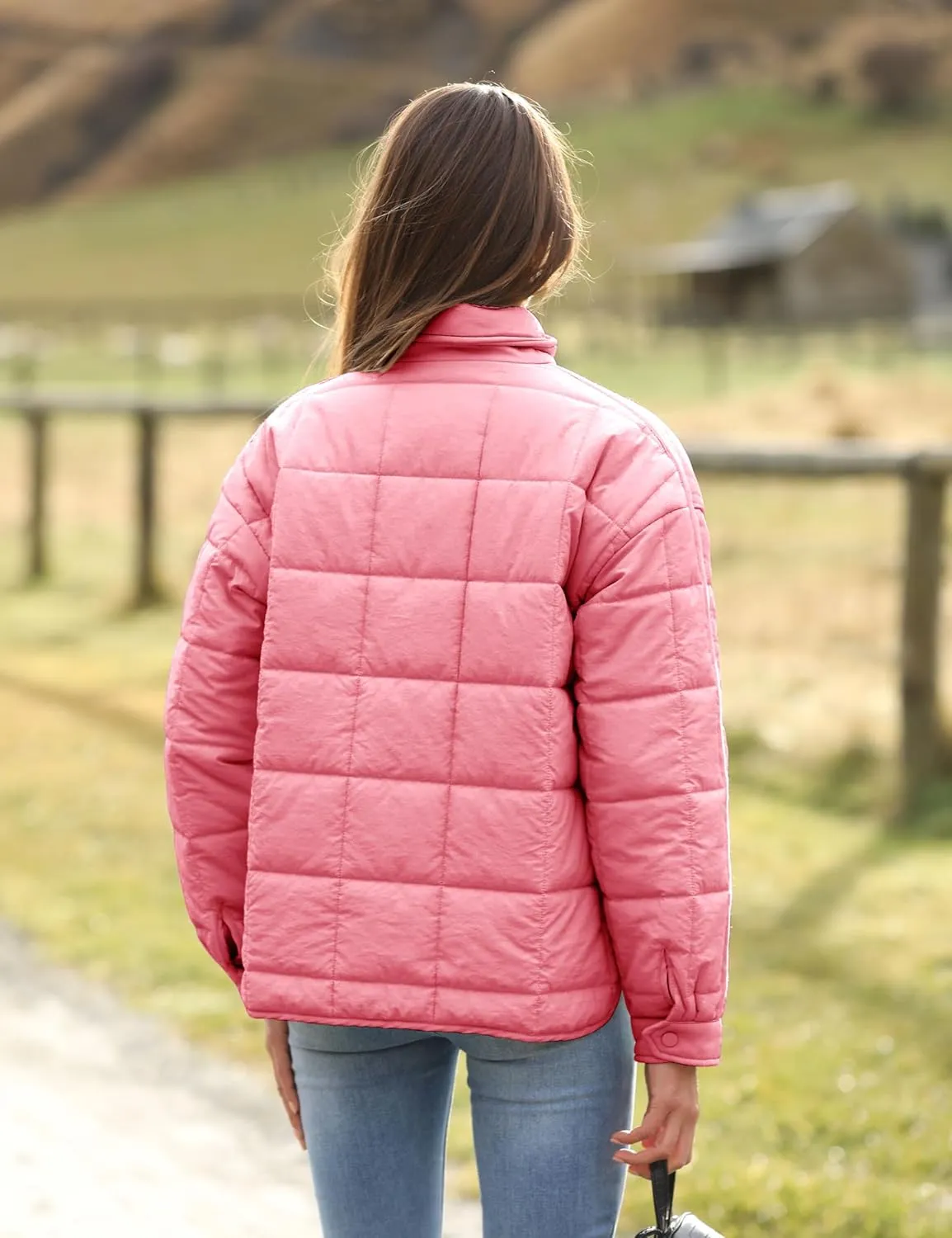 Bianstore Women's Oversized Splice Quilted Lightweight Puffer Jacket Casual Padded Coat
