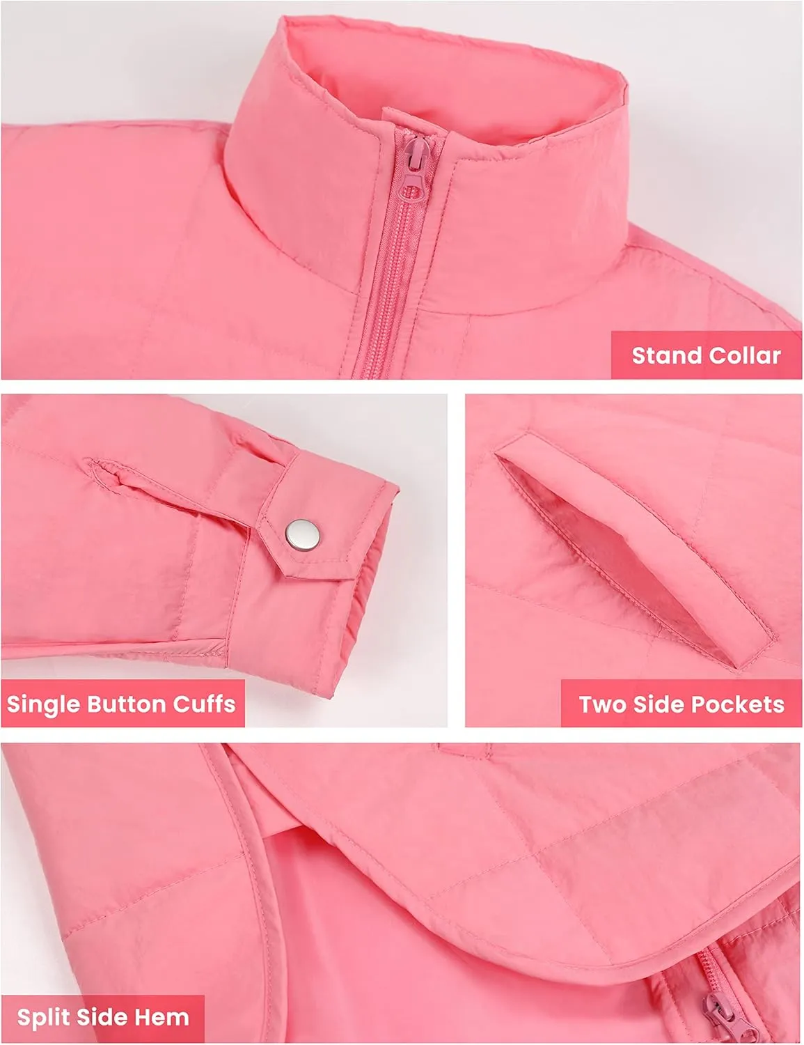 Bianstore Women's Oversized Splice Quilted Lightweight Puffer Jacket Casual Padded Coat