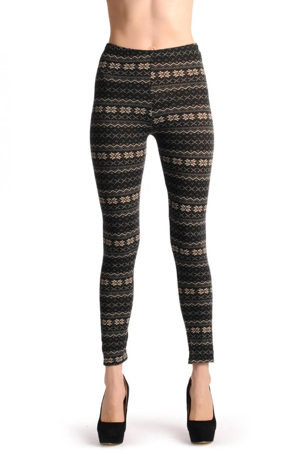 Black With Small Snowflakes Aztec Jacquard Knit