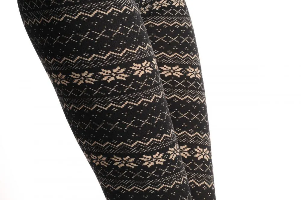 Black With Small Snowflakes Aztec Jacquard Knit