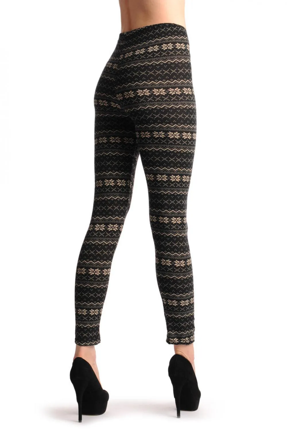 Black With Small Snowflakes Aztec Jacquard Knit