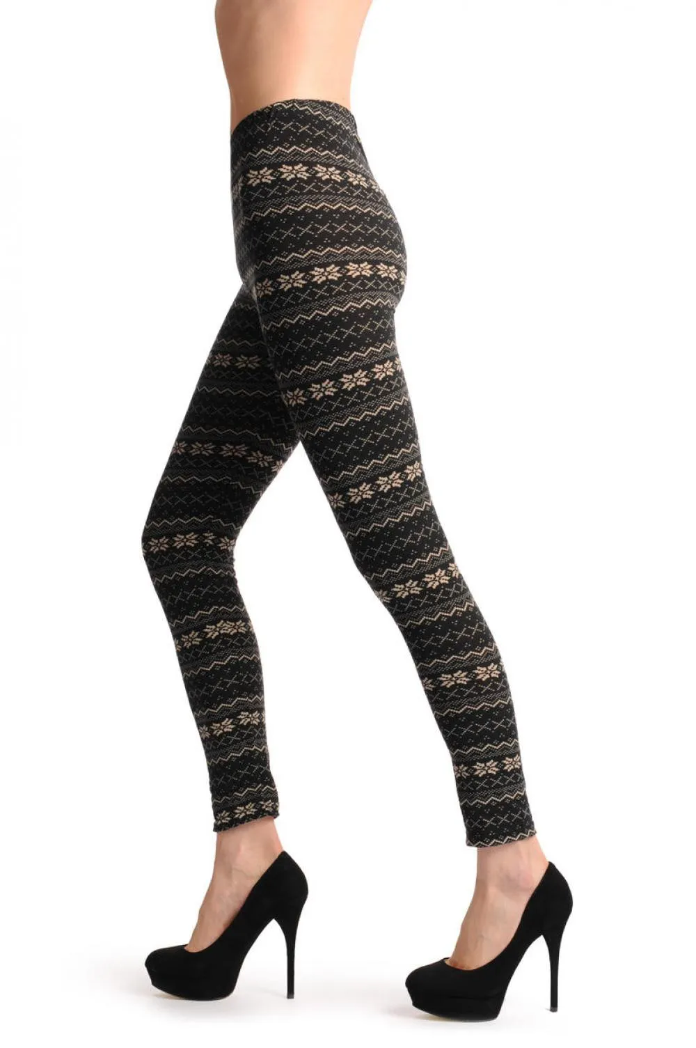 Black With Small Snowflakes Aztec Jacquard Knit