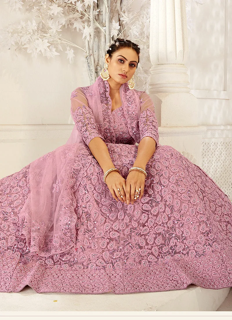 Blush Pink Cording Embroidered Lehenga