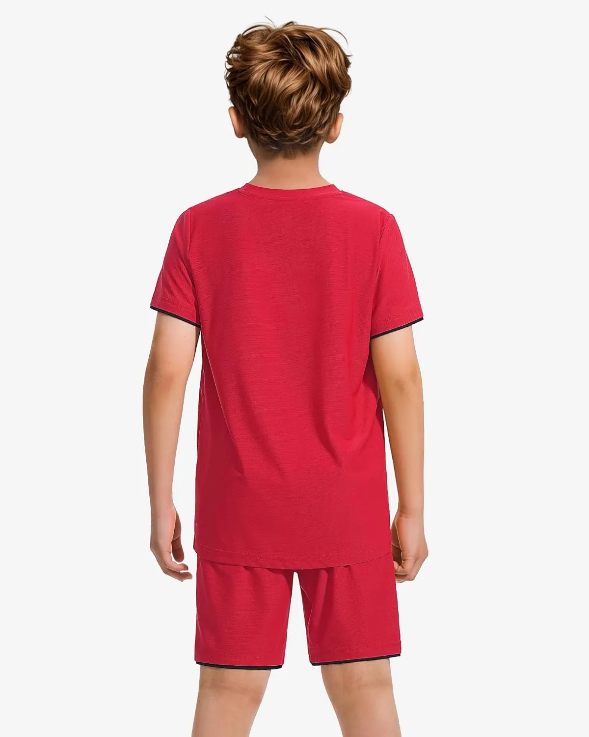 Boys Athletic Short Sets 2 Piece T-Shirt and Shorts for Kids Loose Mesh Outfit Sets