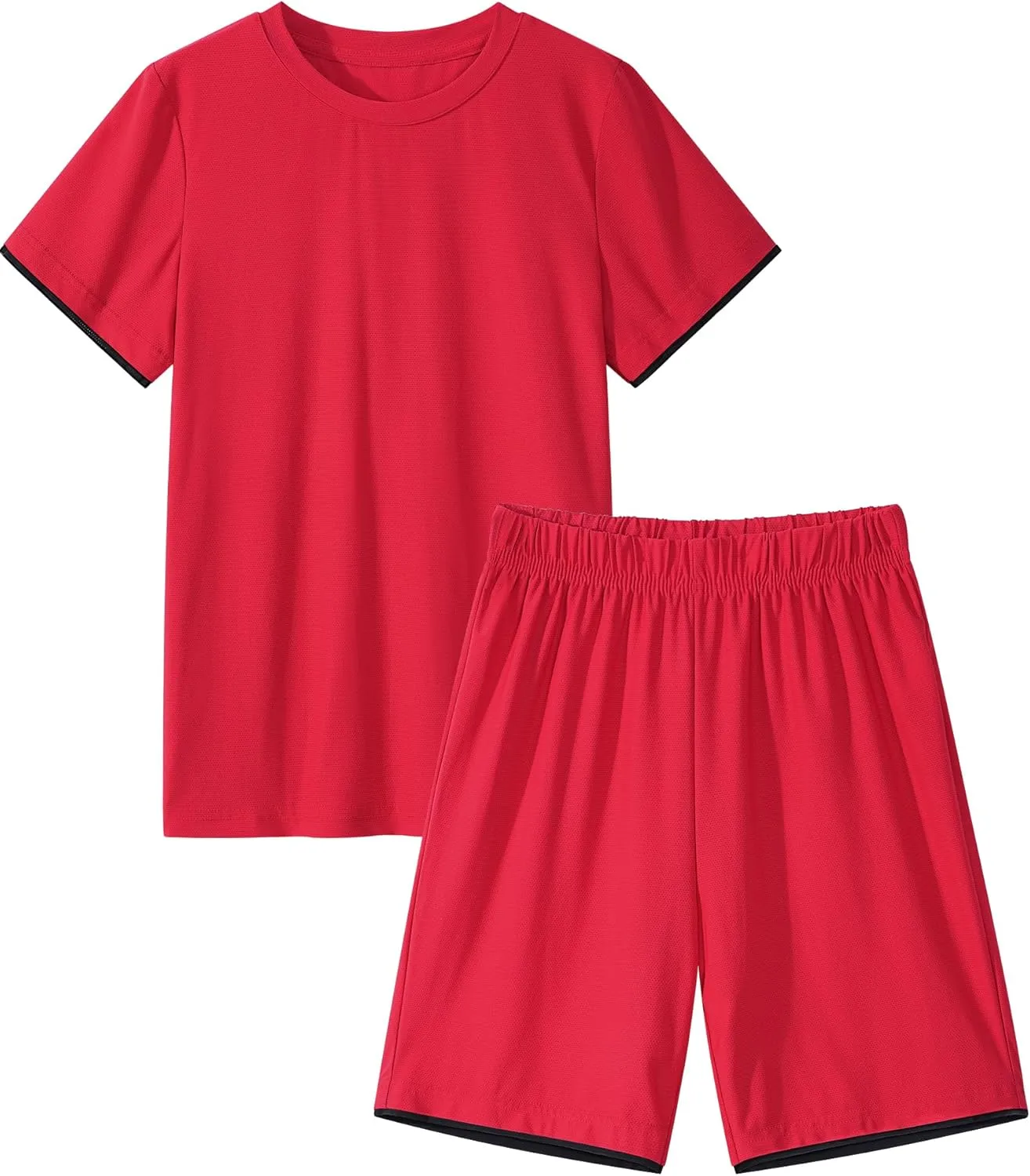 Boys Athletic Short Sets 2 Piece T-Shirt and Shorts for Kids Loose Mesh Outfit Sets