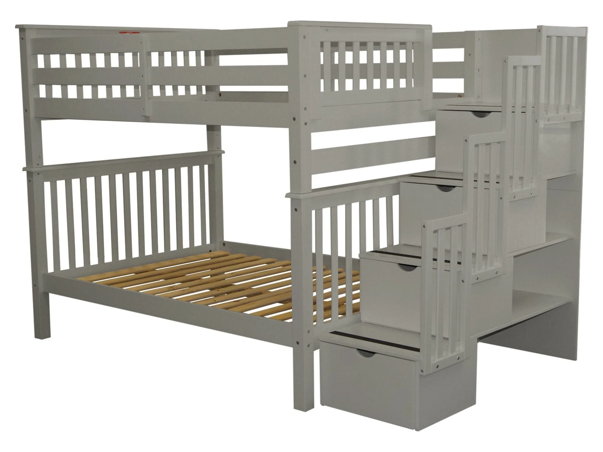 Bunk Beds Full over Full Stairway Gray