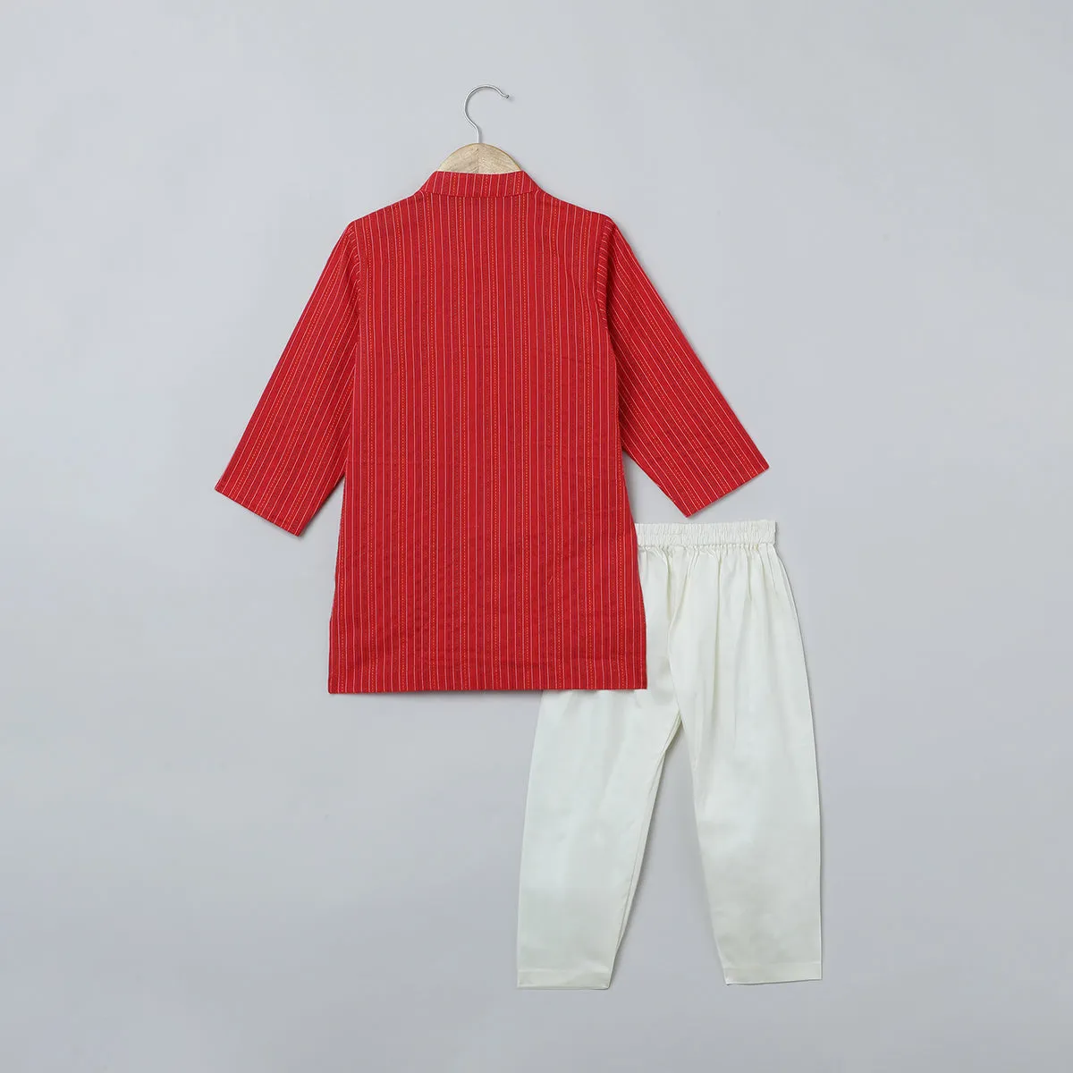 BYB PREMIUM RED BOYS KATHA STITCHED PURE COTTON KURTA PYJAMA