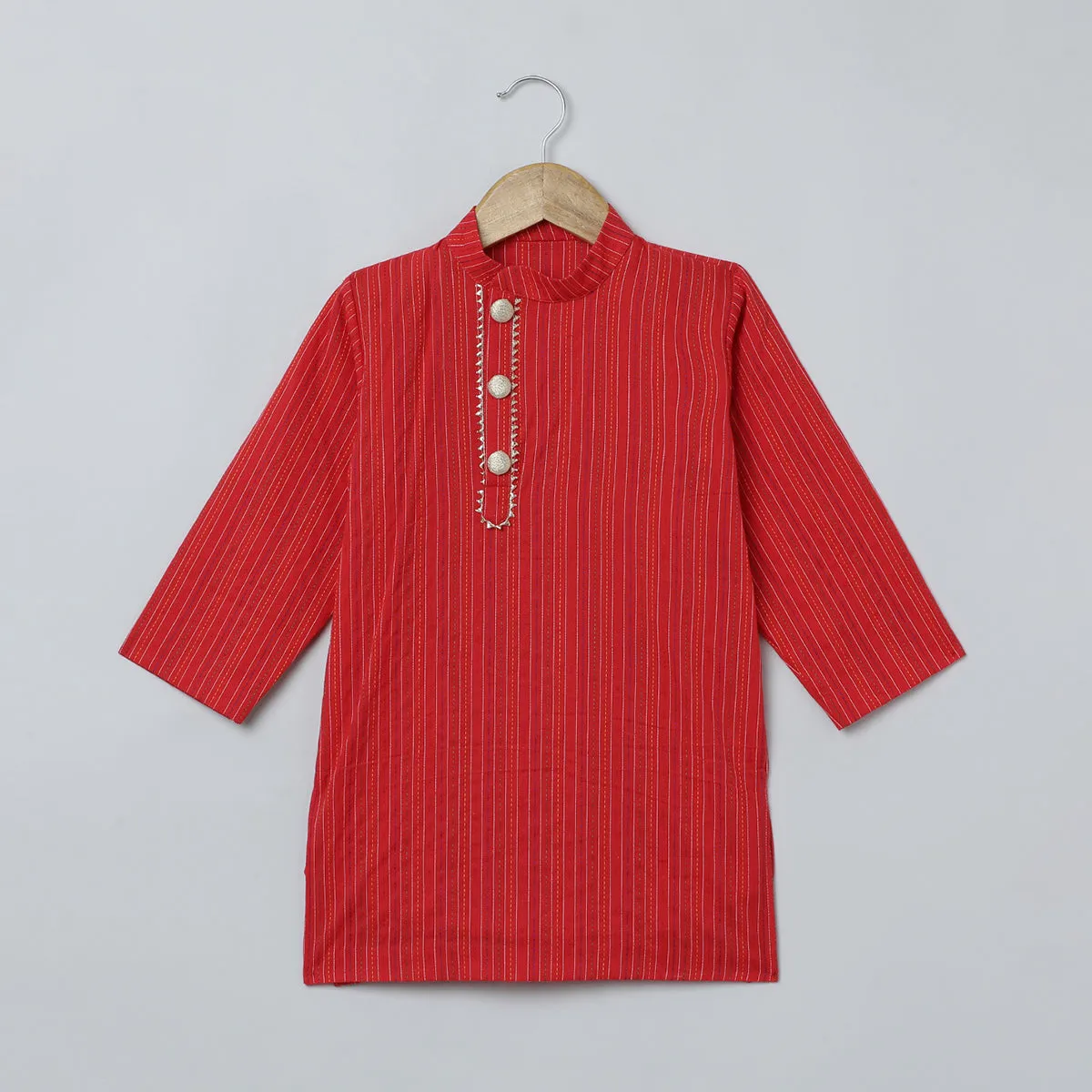 BYB PREMIUM RED BOYS KATHA STITCHED PURE COTTON KURTA PYJAMA