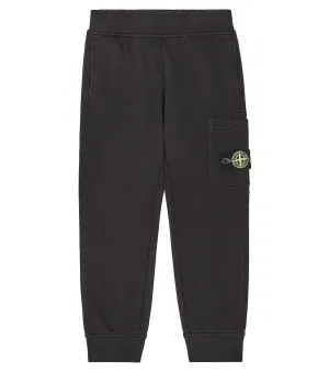 Compass cotton fleece sweatpants Stone Island Junior, black