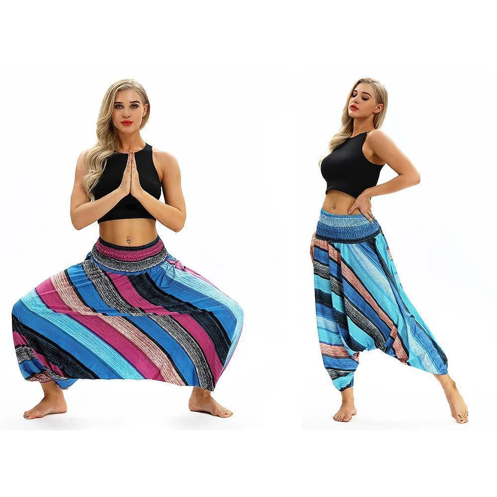 Cross-border New Digital Print Women's Fitness Yoga Pants Leisure Loose European and American Lantern Pants Women's Fashion Wholesale.