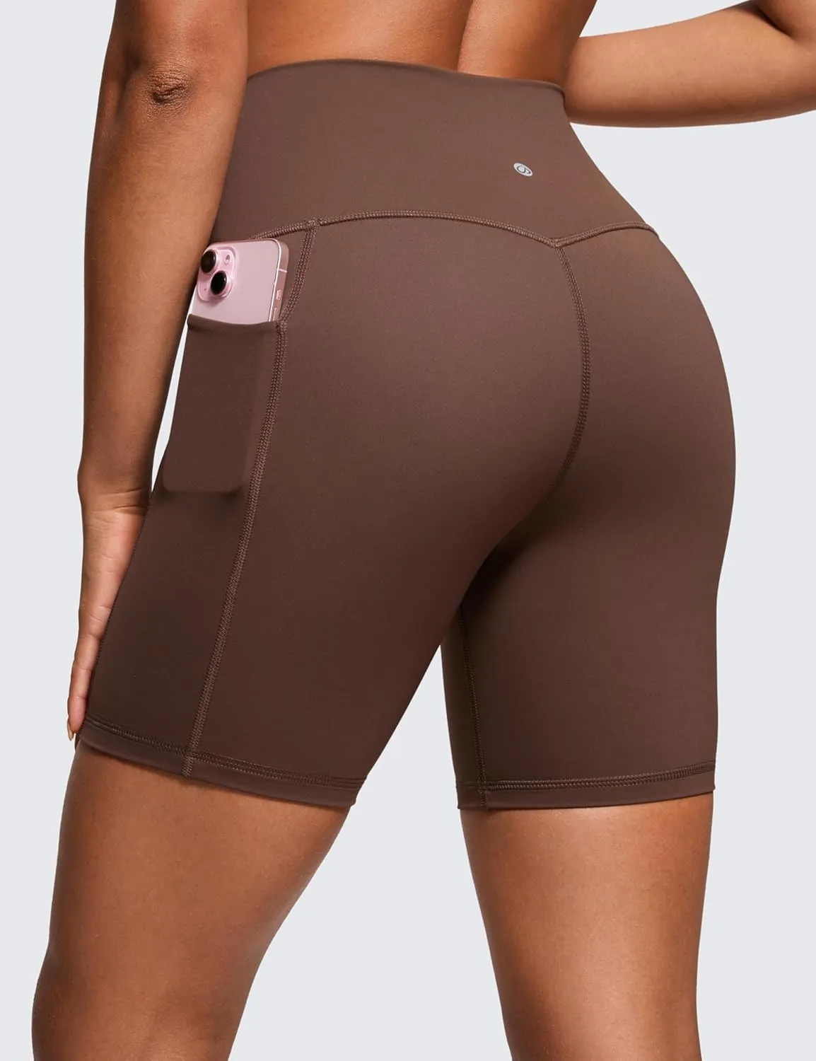 CRZ YOGA Women's Naked Feeling Biker Shorts with Pockets 6'' - High Waisted Yoga Gym Workout Spandex