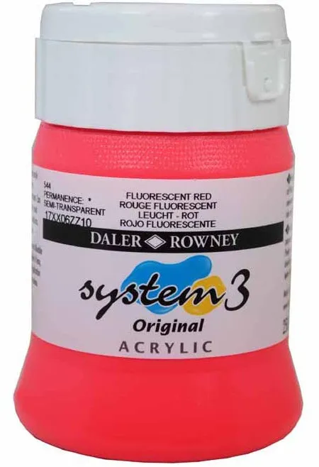 Daler Rowney Acrylic Colors System 3 FLUORESCENT RED - 150ml