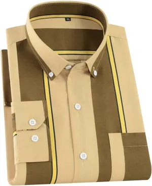 DOKKIA Women's Tops Blouses Long Sleeve Vertical Striped Button Down Work Dress Shirt