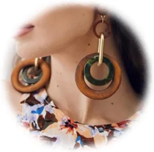 DOUBNINE Large Wood Earrings Dangle Drop Brown Green Geometric Round Retro Bohemian Natural African Big Statement Circle Earrings for Women