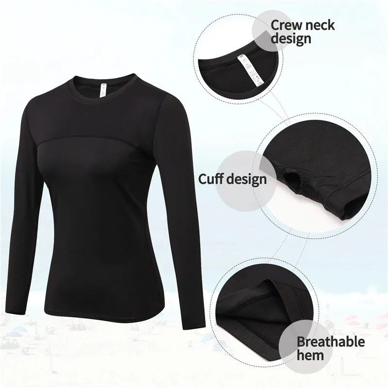 Elastic Long Sleeves Running Top / Women's Gym Compression Sportswear - SF0054