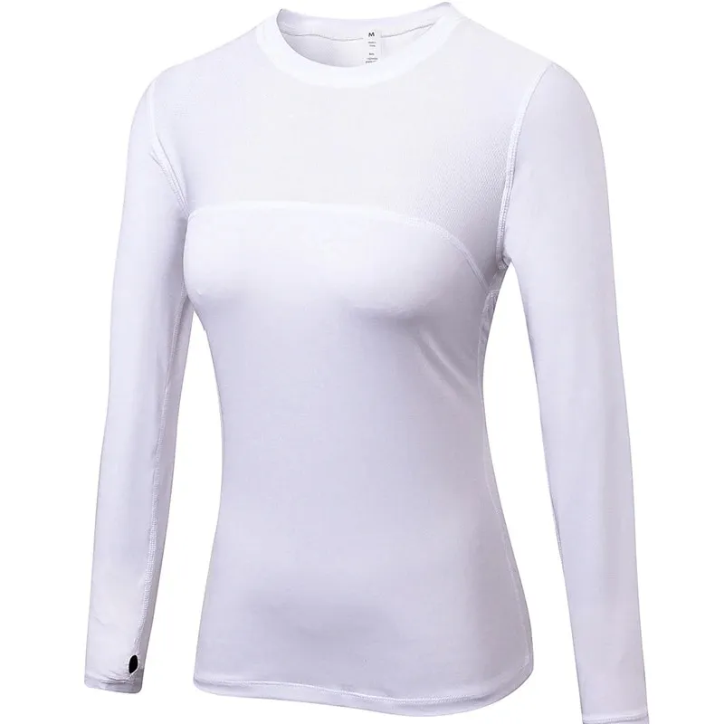 Elastic Long Sleeves Running Top / Women's Gym Compression Sportswear - SF0054