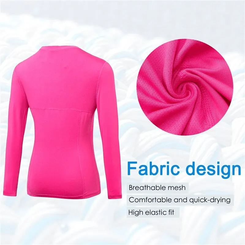 Elastic Long Sleeves Running Top / Women's Gym Compression Sportswear - SF0054