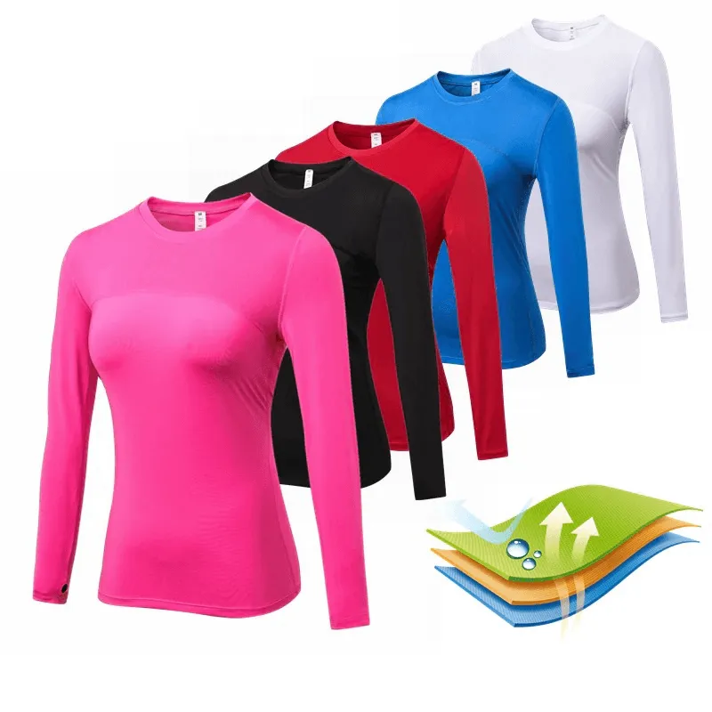 Elastic Long Sleeves Running Top / Women's Gym Compression Sportswear - SF0054