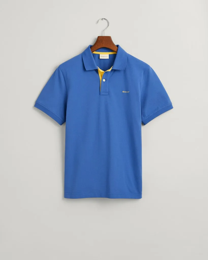 GANT - Contrast Collar Pique Polo, Rich Blue