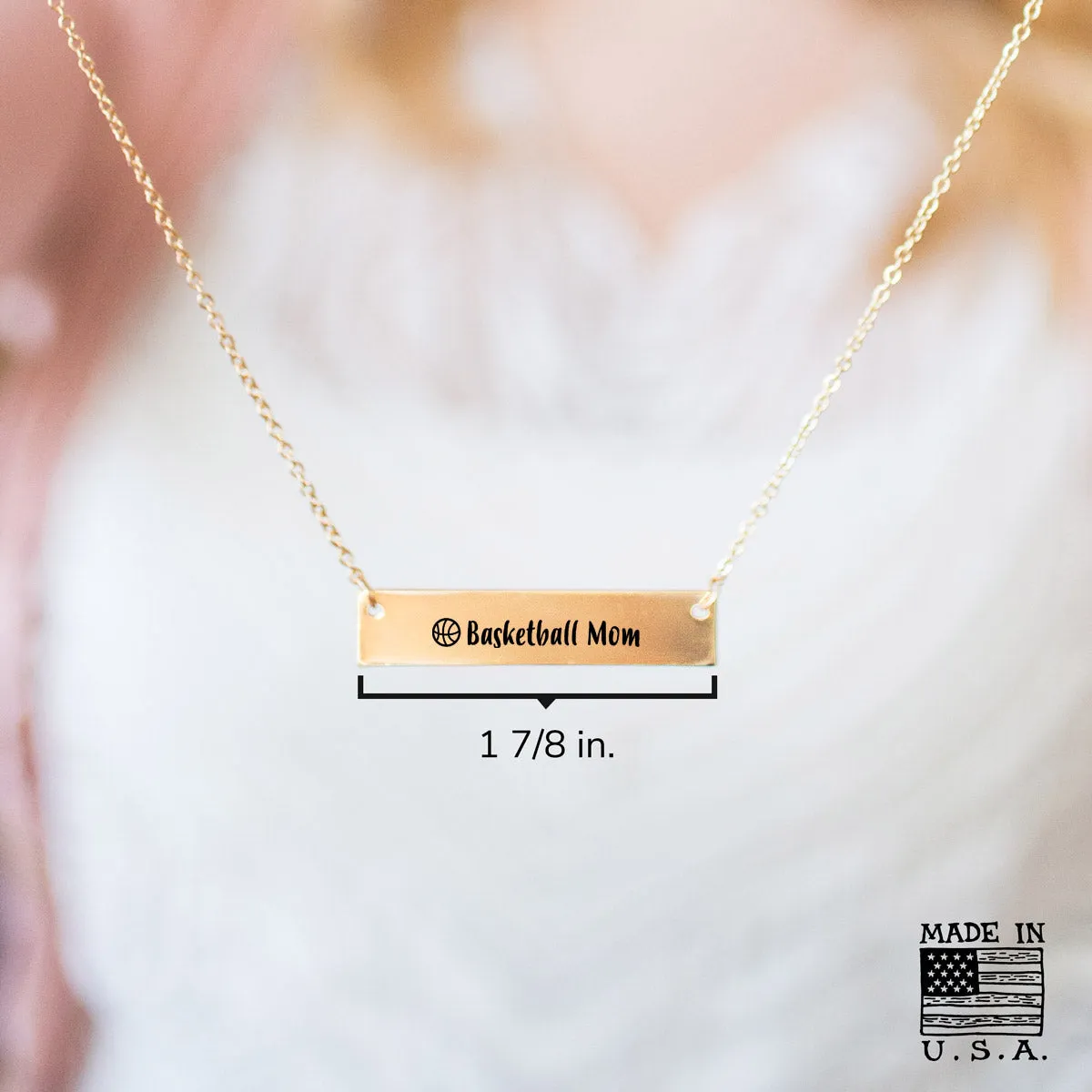 Gold Basketball Mom Bar Necklace