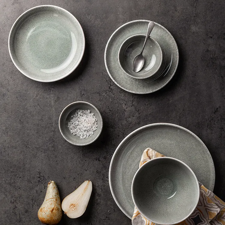 Gray-Green Ceramic Deep Plate