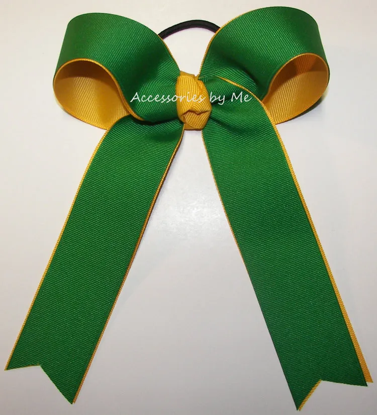 Green Yellow Gold Ponytail Holder Bow