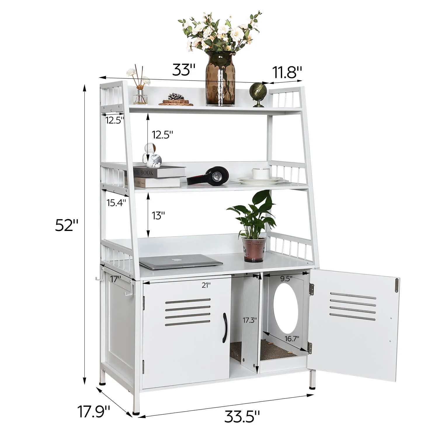 Hidden Cat Litter Box Enclosure with Storage and Scratch Pad PF004
