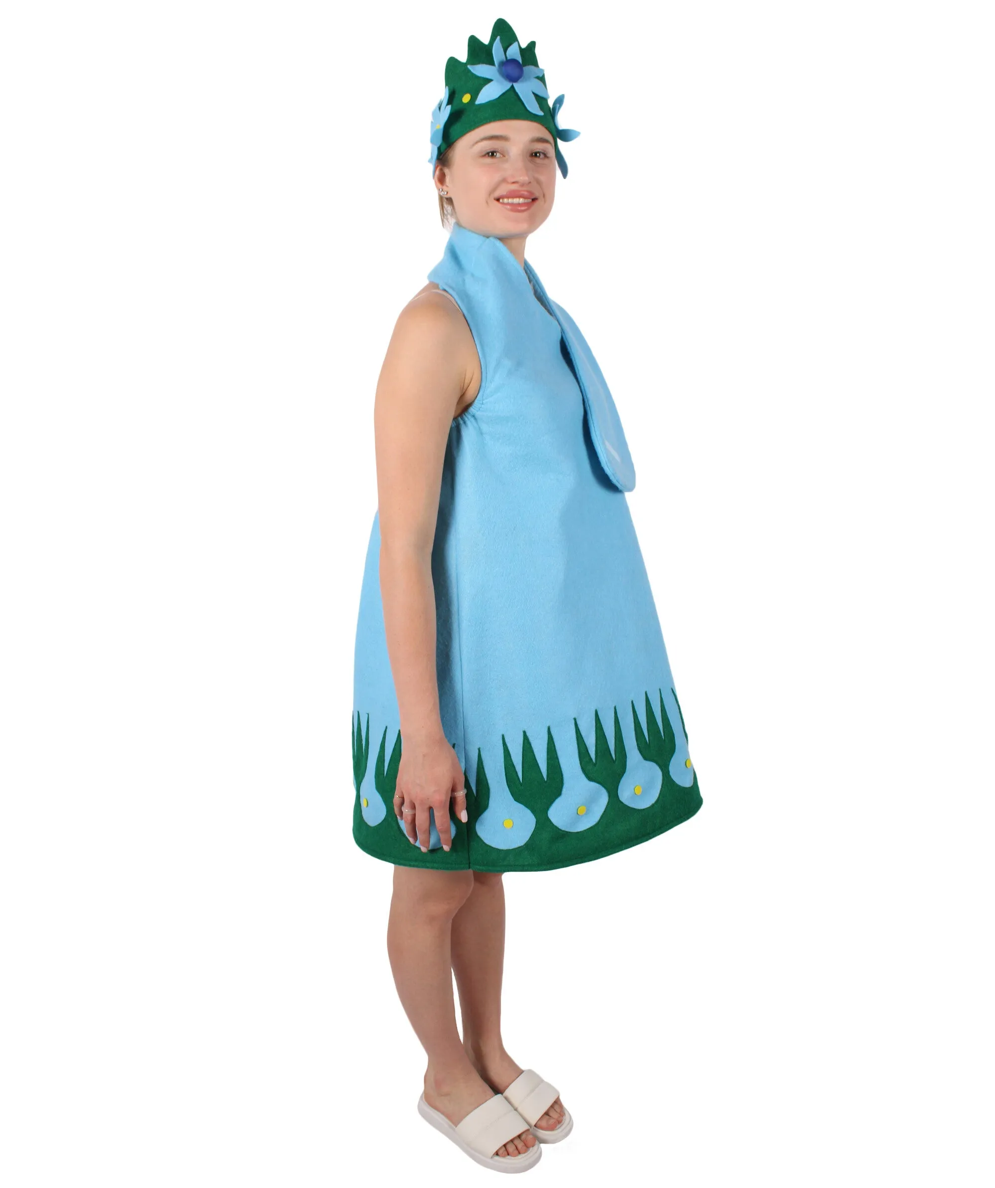HPO Adult Women's Tv Musical Movie Character Troll Blue Costume , Cosplay Costume, Flame-retardant Synthetic Fabric