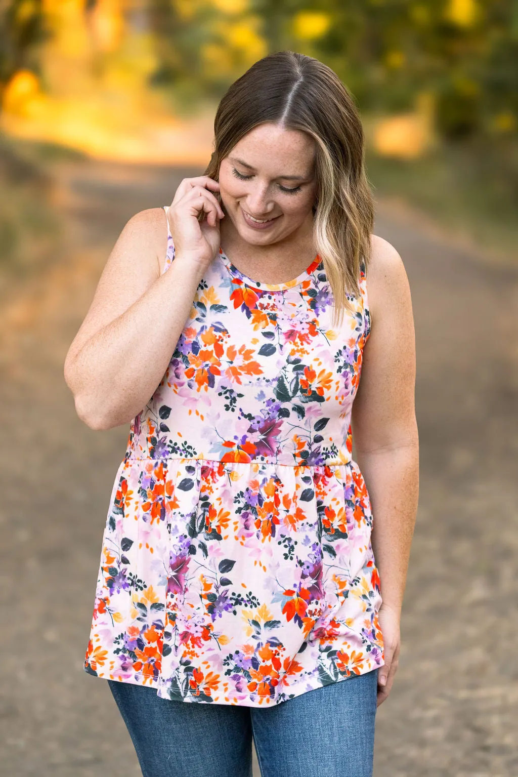 IN STOCK Renee Ruffle Tank - Floral Leaves FINAL SALE