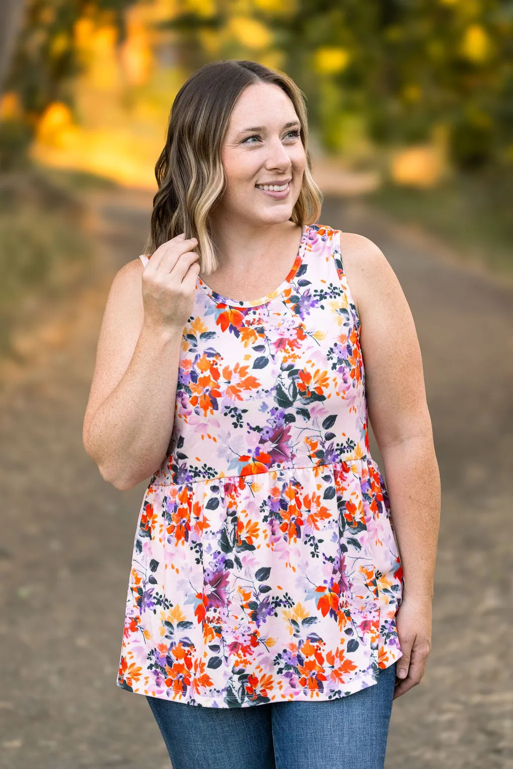 IN STOCK Renee Ruffle Tank - Floral Leaves FINAL SALE