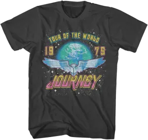Journey 1979 Tour of The World Adult Short Sleeve T Shirt Classic Rock Vintage Style Graphic Tees