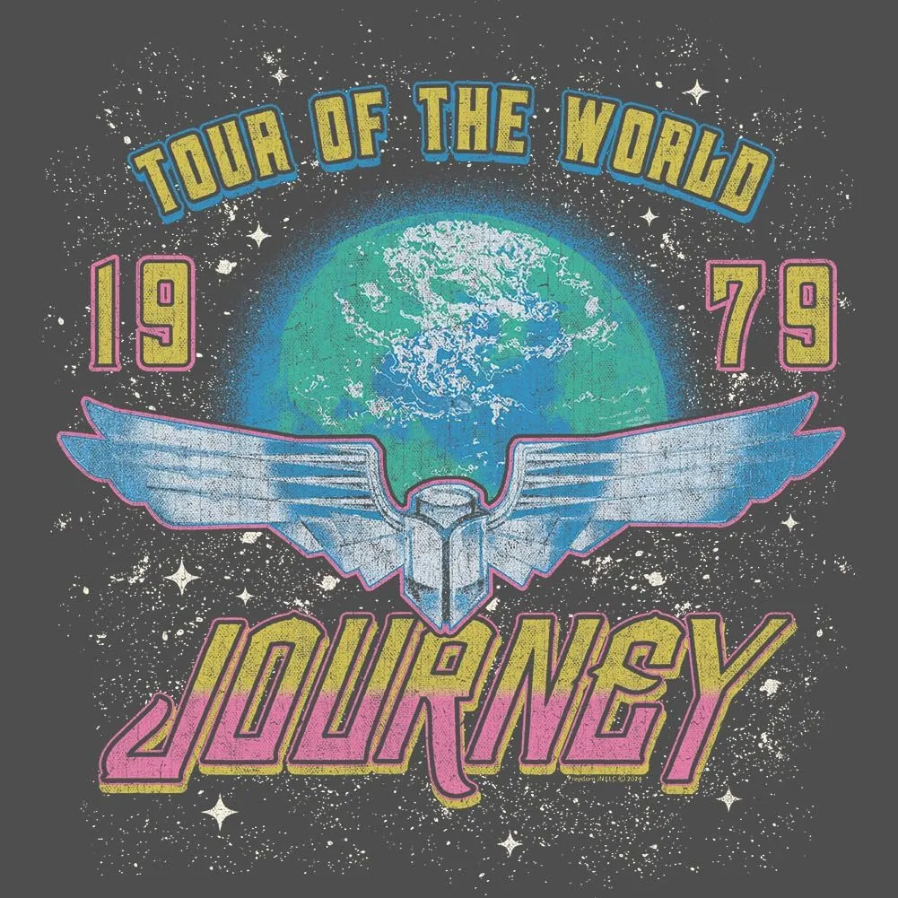 Journey 1979 Tour of The World Adult Short Sleeve T Shirt Classic Rock Vintage Style Graphic Tees