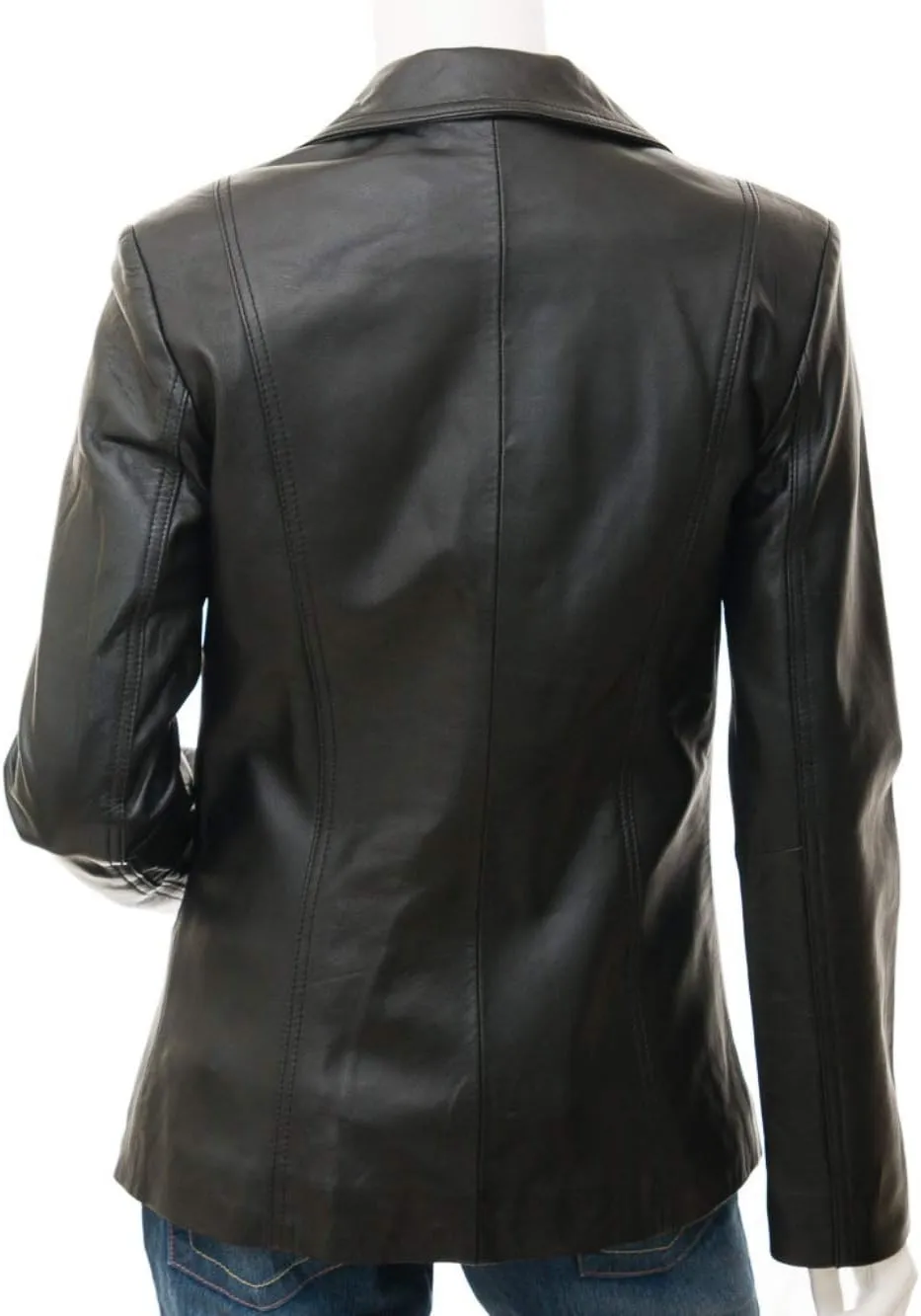 Lambskin Leather Blazer for Women Black Leather Blazer Jacket