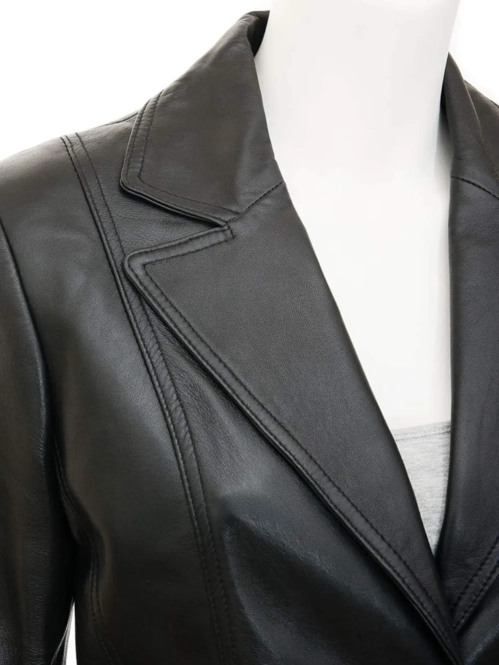 Lambskin Leather Blazer for Women Black Leather Blazer Jacket