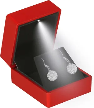 LED Stud Earring Jewelry Gift Box for Proposal, Wedding, EngagementBirthday Luxury Jewelry Gift Box with LED Light, Jewellry Display Box (Red)