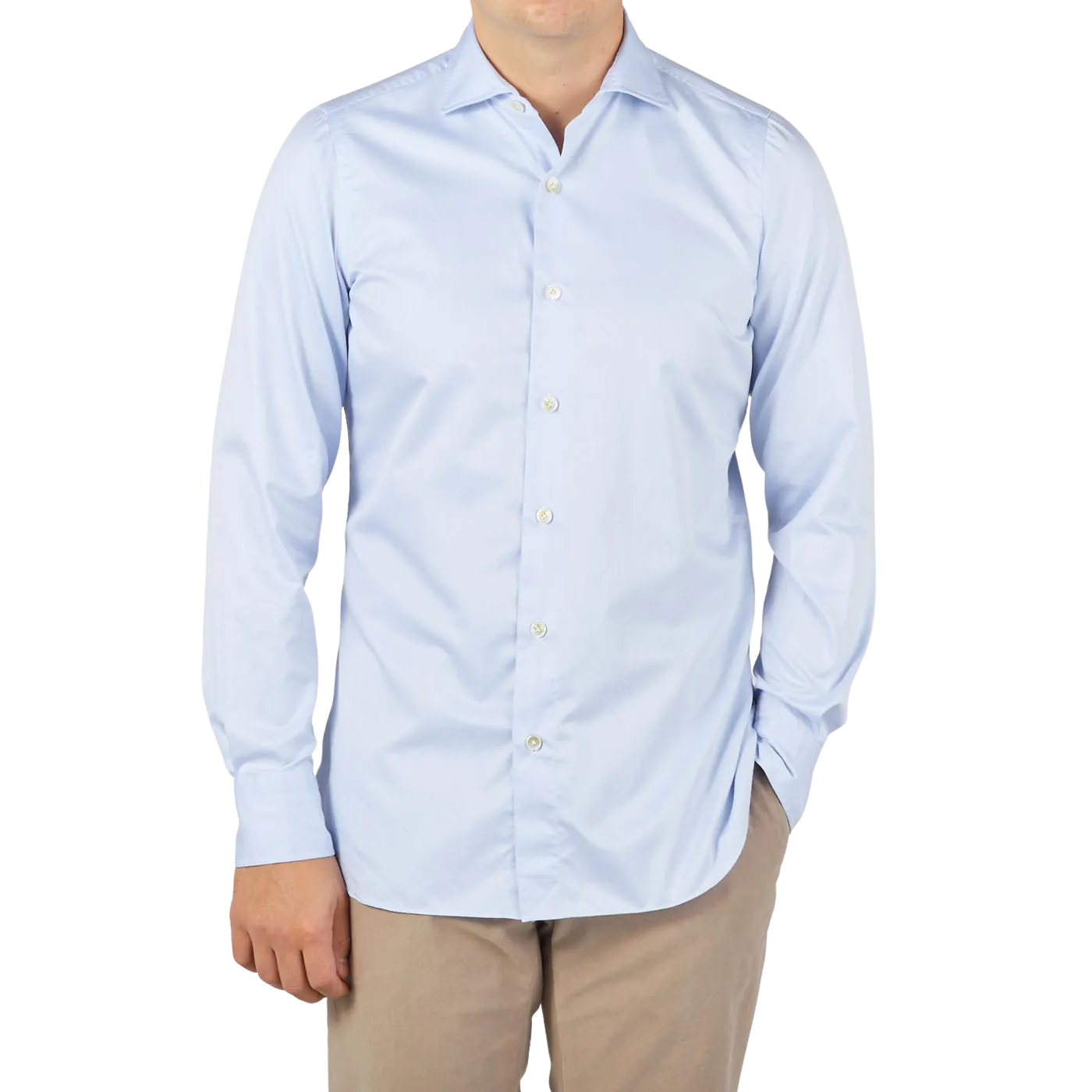 Light Blue Fine Cotton Twill Cut-Away Shirt