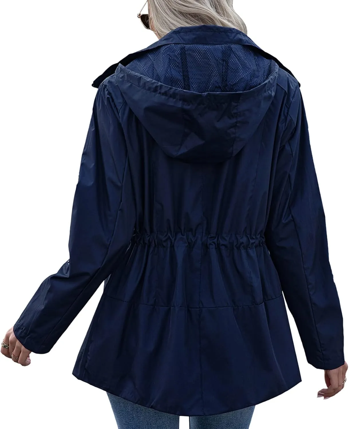 Lu's Chic Women's Rain Jackets Anorak Waterproof Casual Military Utility Outdoor Fall Hood