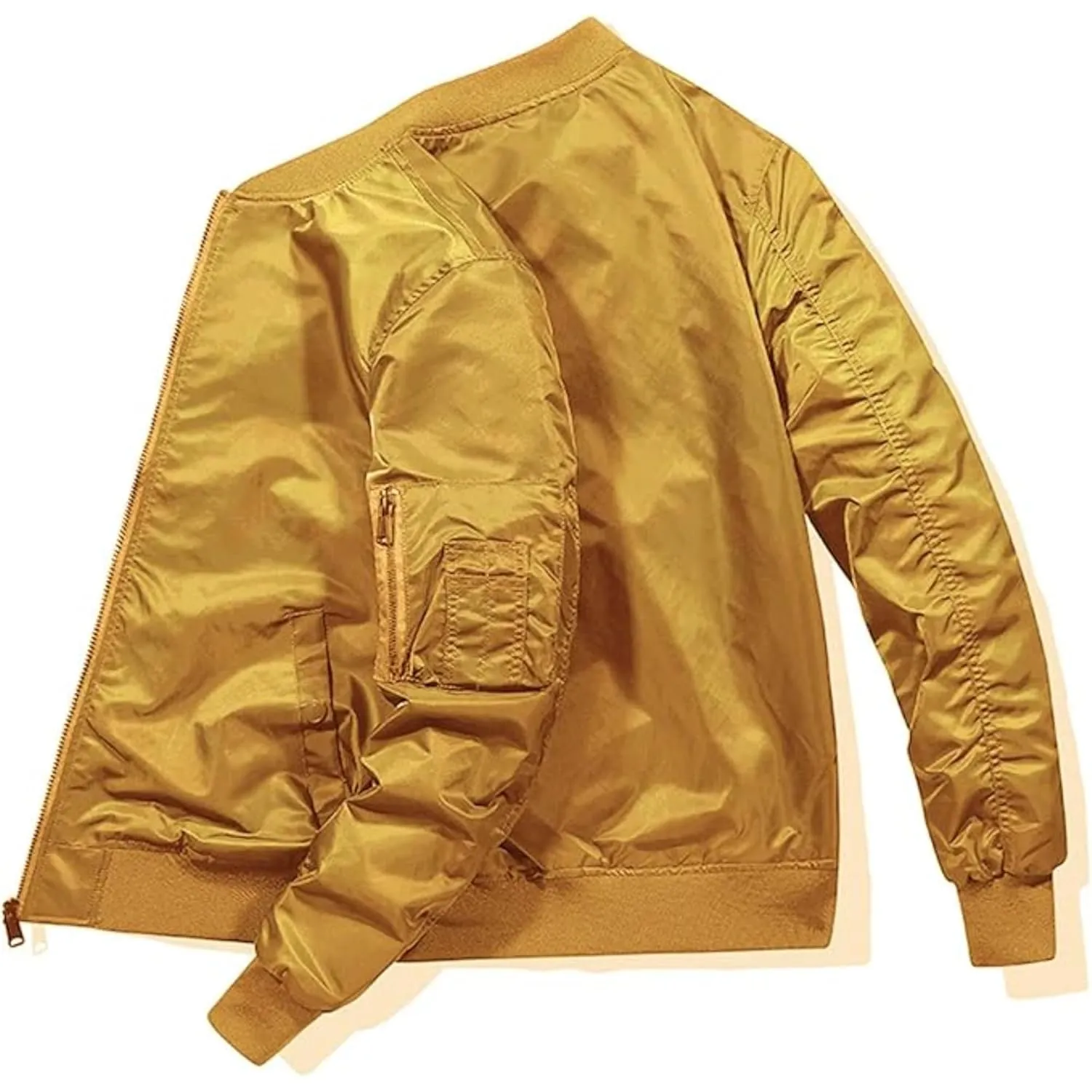 Maiyifu-GJ Men's Lightweight Flight Jacket Zipper Military Windbreaker Sportswear Spring Fall Softshell Bomber Coat Outwear (YellowA1,3X-Large)