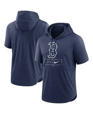 Men's Navy Blue Short Sleeve Hoodie Boston Red Sox Logo Lockup Performance Nike ,  blue