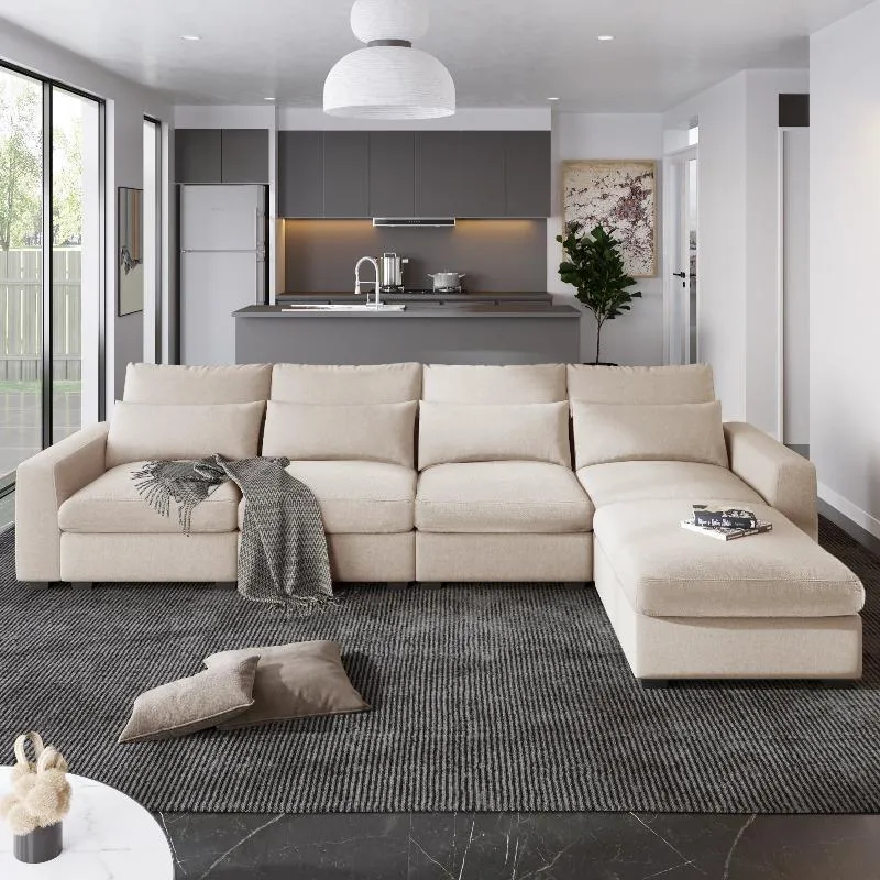 Modern Large L-Shape Feather Filled Sectional