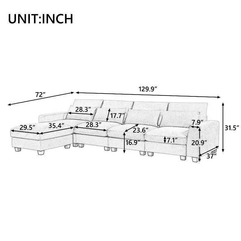 Modern Large L-Shape Feather Filled Sectional