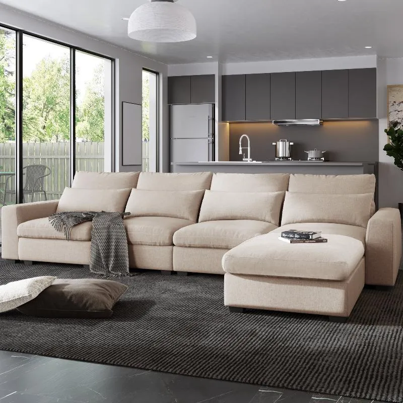 Modern Large L-Shape Feather Filled Sectional