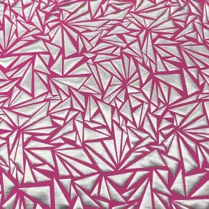 Mosaic Silver Foile - Shiny Nylon Spandex - Fluro Pink