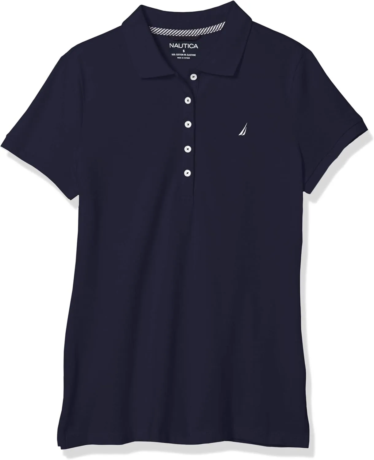 Nautica Women's 5-Button Short Sleeve Cotton Polo Shirt