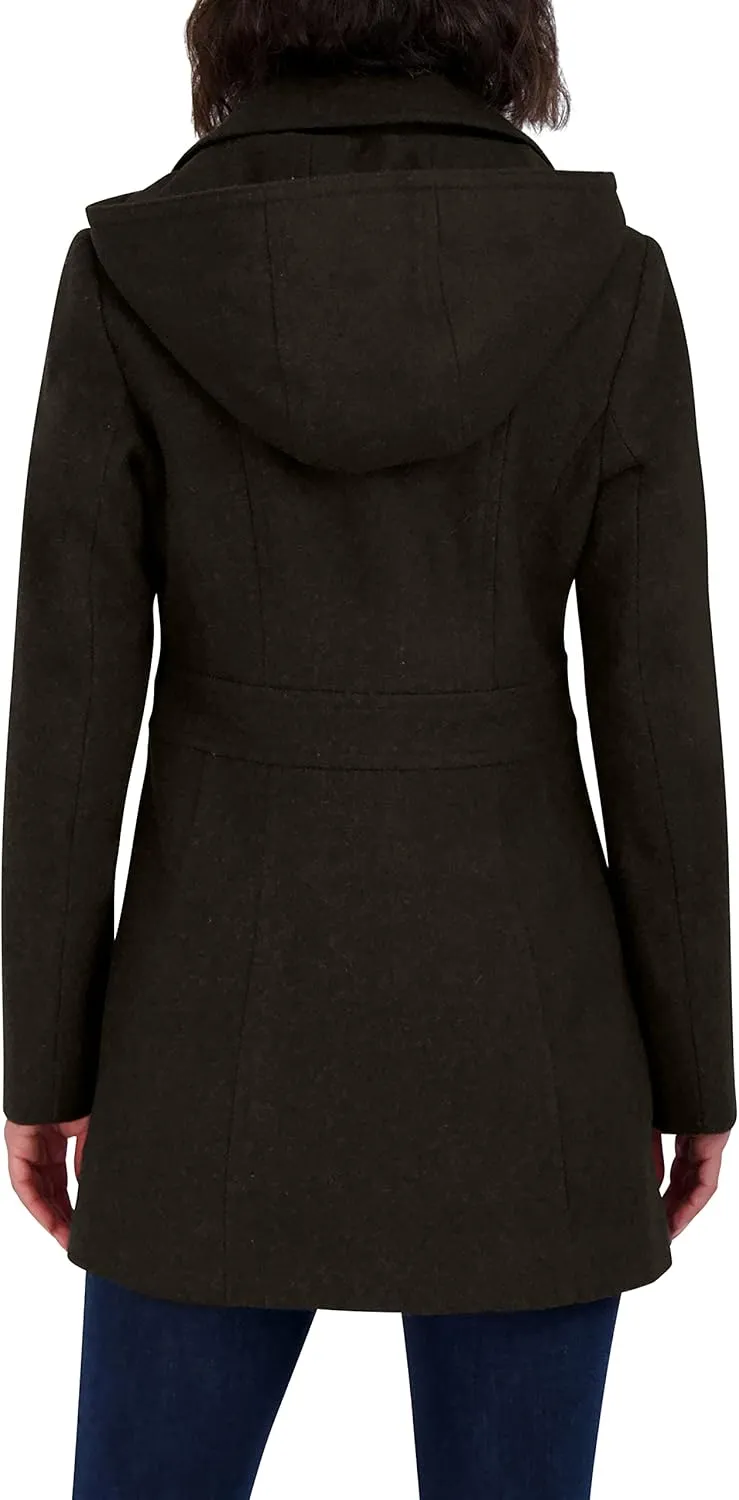 Nautica Women's Peacoat Wool Blend Double Breasted Winter Coat