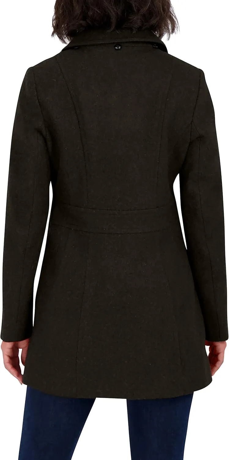 Nautica Women's Peacoat Wool Blend Double Breasted Winter Coat